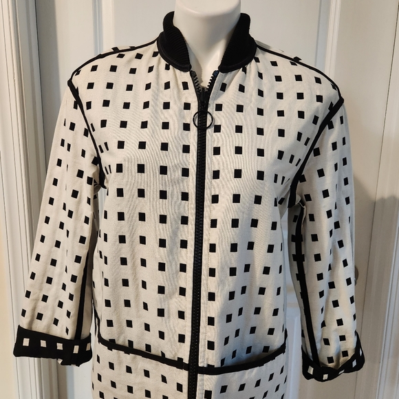 Akris Punto luxury square dots reversible coat/dress size 6 black white - Picture 5 of 15